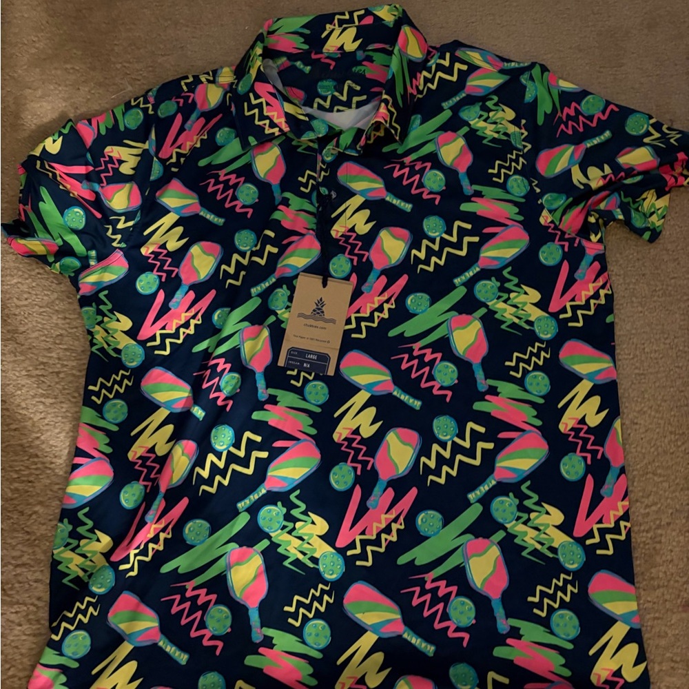 Chubbies men’s pickleball Neon Graphic athletic polo Shirt
